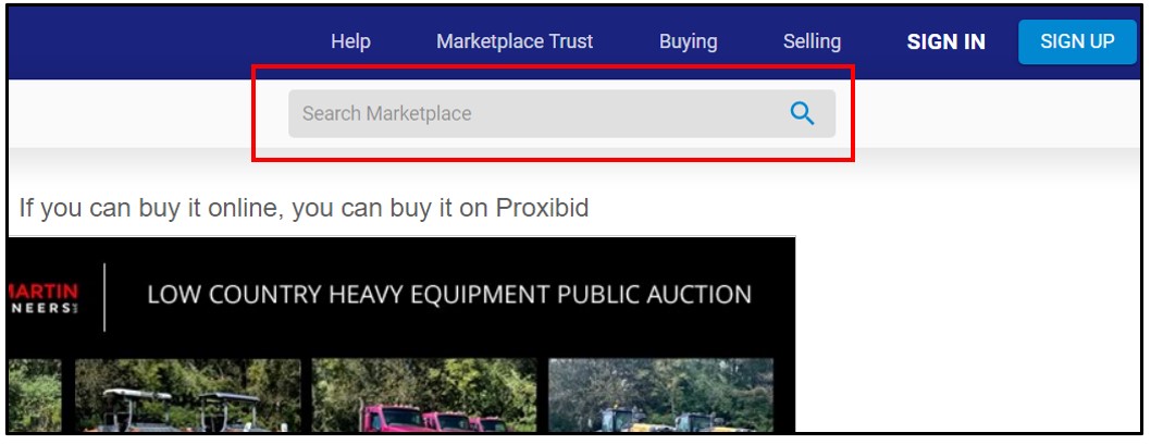 Searching for Items or Auctions – Proxibid